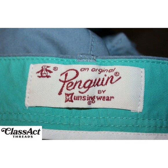 Penguin Pants Mens Blue Cotton Flat Fronts Tag Sz 32X34 ( 32"X28") - Picture 3 of 9